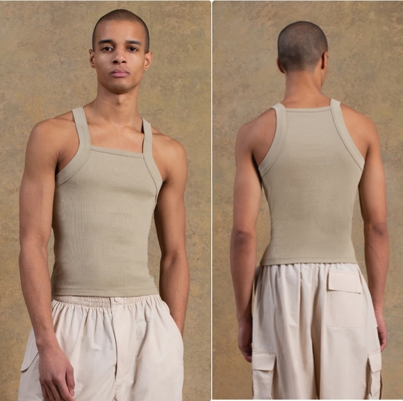 Men's Beige Tank Top - Picture 1 of 10